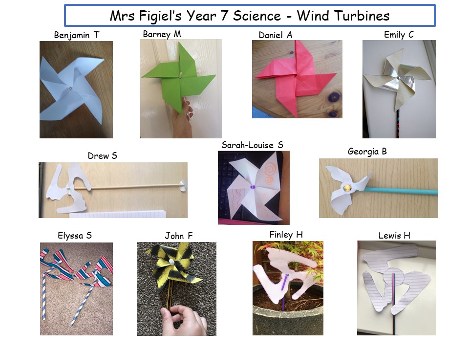 CongletonHS's tweet photo. Mrs Figiel's Y7 @CHSSciences students were challenged to make a wind turbine as part of their Energy Resource topic  &amp; they produced some marvellous creations. Mrs F has asked students to bring them into school in Sept so that she can create a wind farm display in her room! https://t.co/XQBY75RYpT