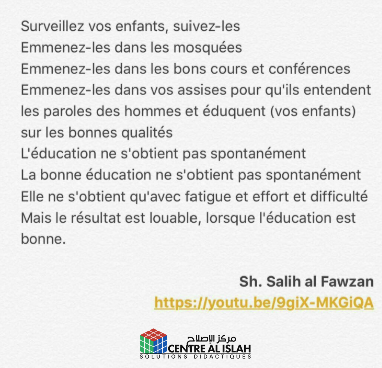 centrealislah's tweet photo. Education des enfants, conseils des savants... suite https://t.co/YTMktHA512