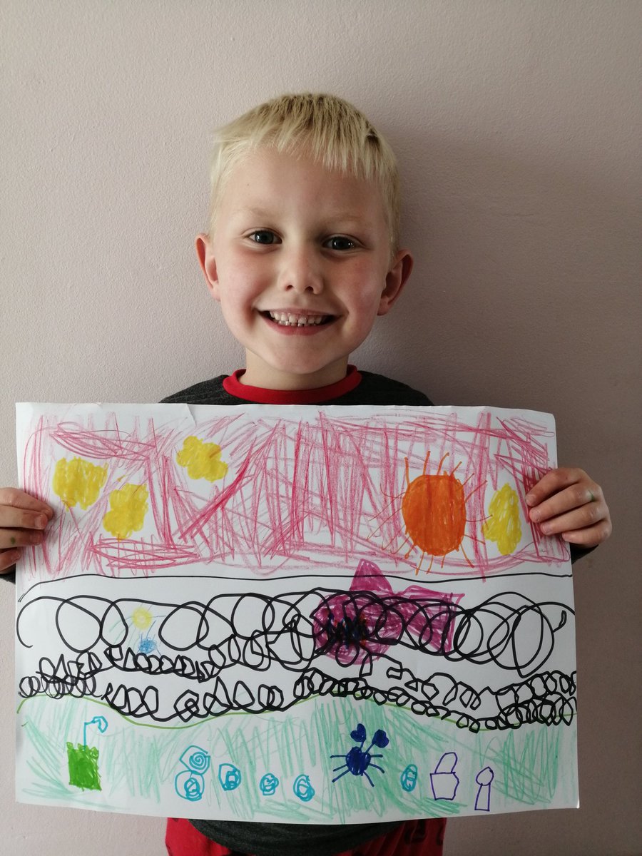 Sheree01334897's tweet photo. @BryncethinPS3 This is Charlie's Beach picture using different colours he enjoyed mixing up what colours things should be 😁 https://t.co/N0KrYujhWo