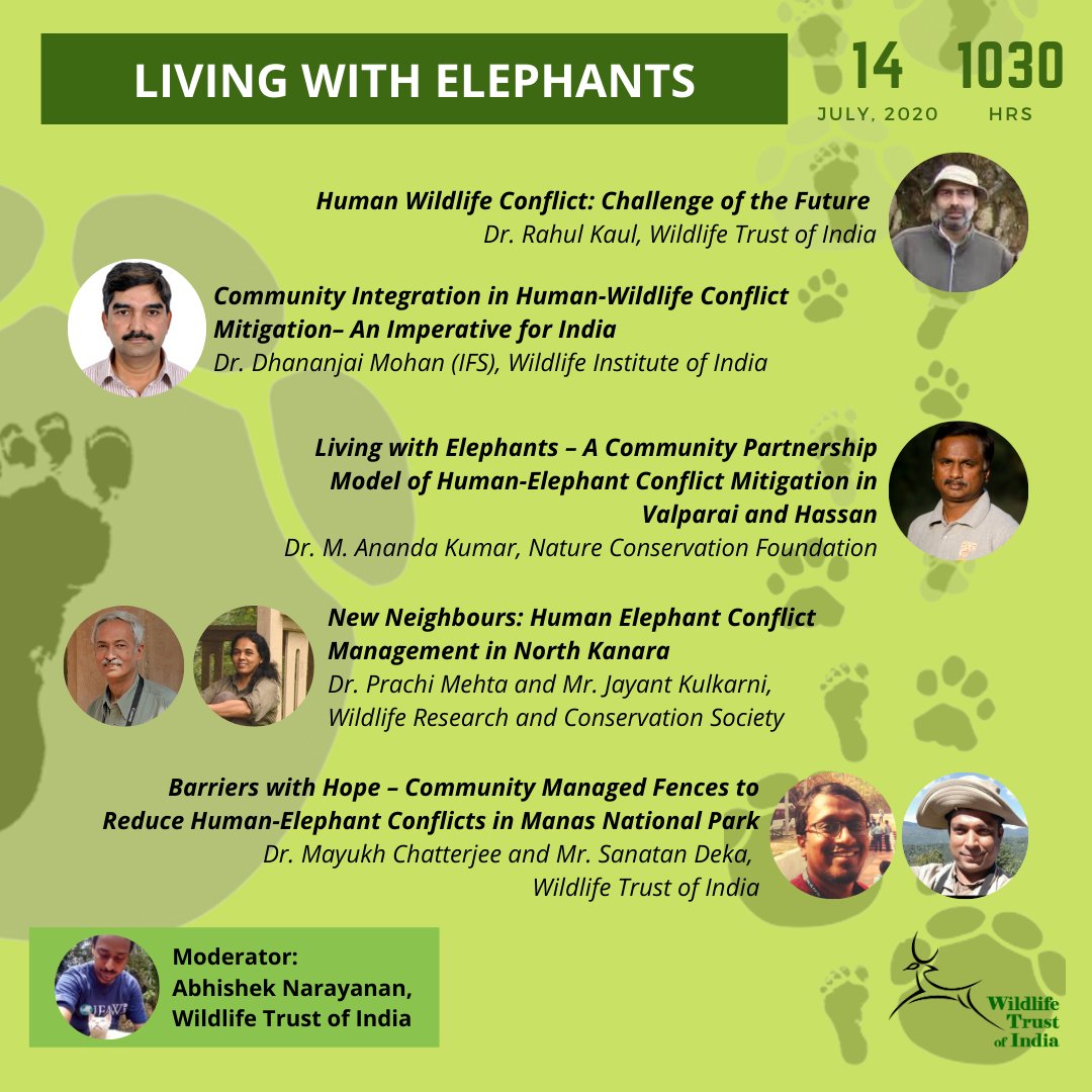 Living with  #elephants: 14 July  #savethe date and register through link in previous tweet.  #Conflict to  #coexistence through  #community engagement. Don't miss this  @vivek4wild  @ifawglobal  @vfaes_org  @wild_haathi  @MayukhC66982152  @tweetsvirat  @SanctuaryAsia  @MongabayIndia