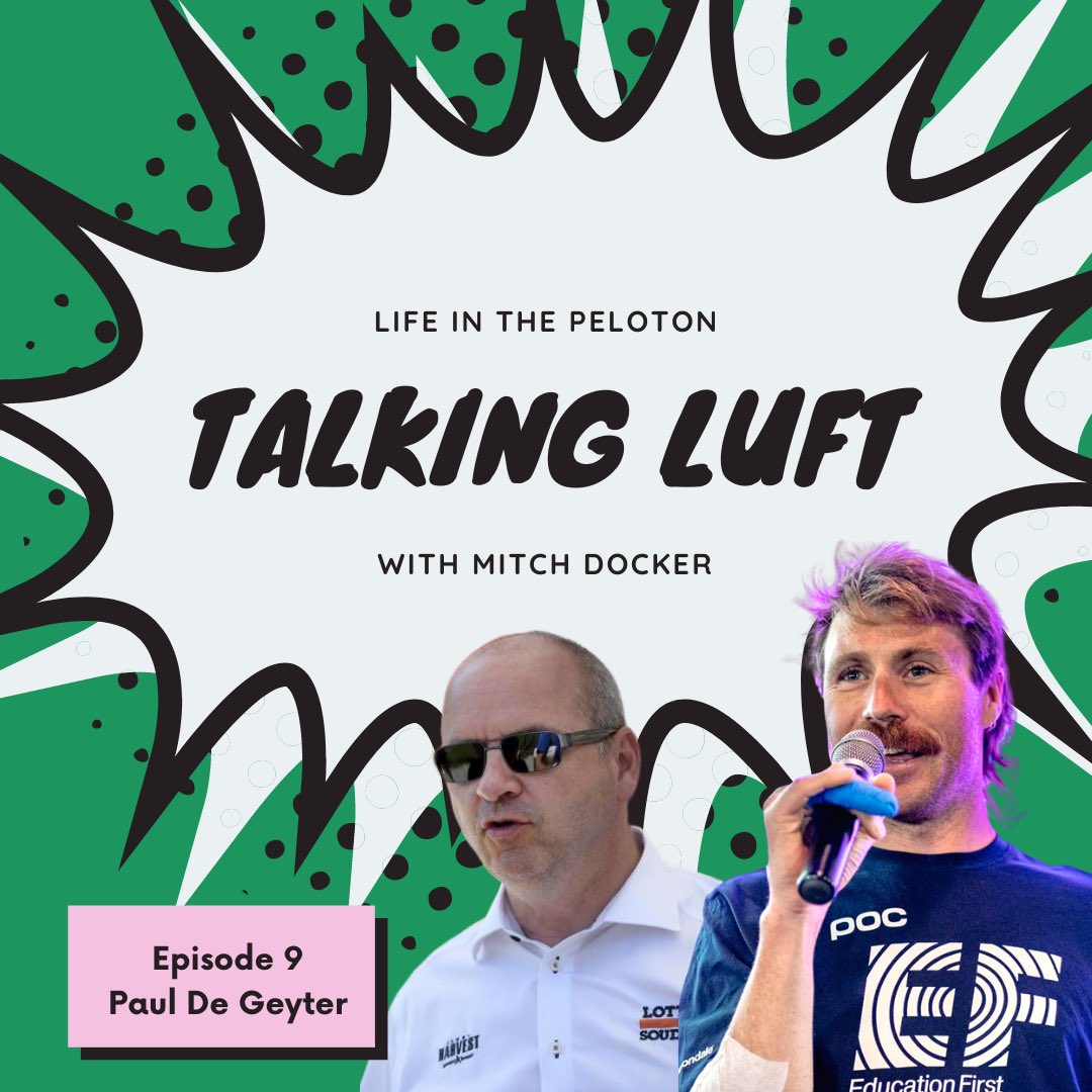 LifeinthePelo's tweet photo. ⚡️ NEW EPISODE OF TALKING LUFT OUT NOW!
I chat with my guest from last week, my ex agent, Paul De Geyter on cycling style and racing.
It was a fun chat with some great stories about some of the top riders.
Listen via the Life in the Peloton feed👇🏼
#talkingluft #lifeinthepeloton https://t.co/2QfsLkHz3K