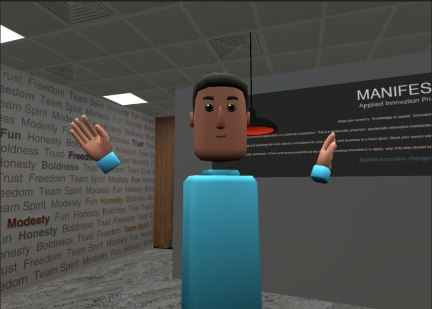 It's been well over 3 months since I've been at our  <a href="/CapgeminiAIE/">Applied Innovation</a> space in #London. That changed today thanks to @danielcottondev creating our space in VR using <a href="/AltspaceVR/">AltspaceVR</a> - yes that is a dab in front our kan ban board 🤣