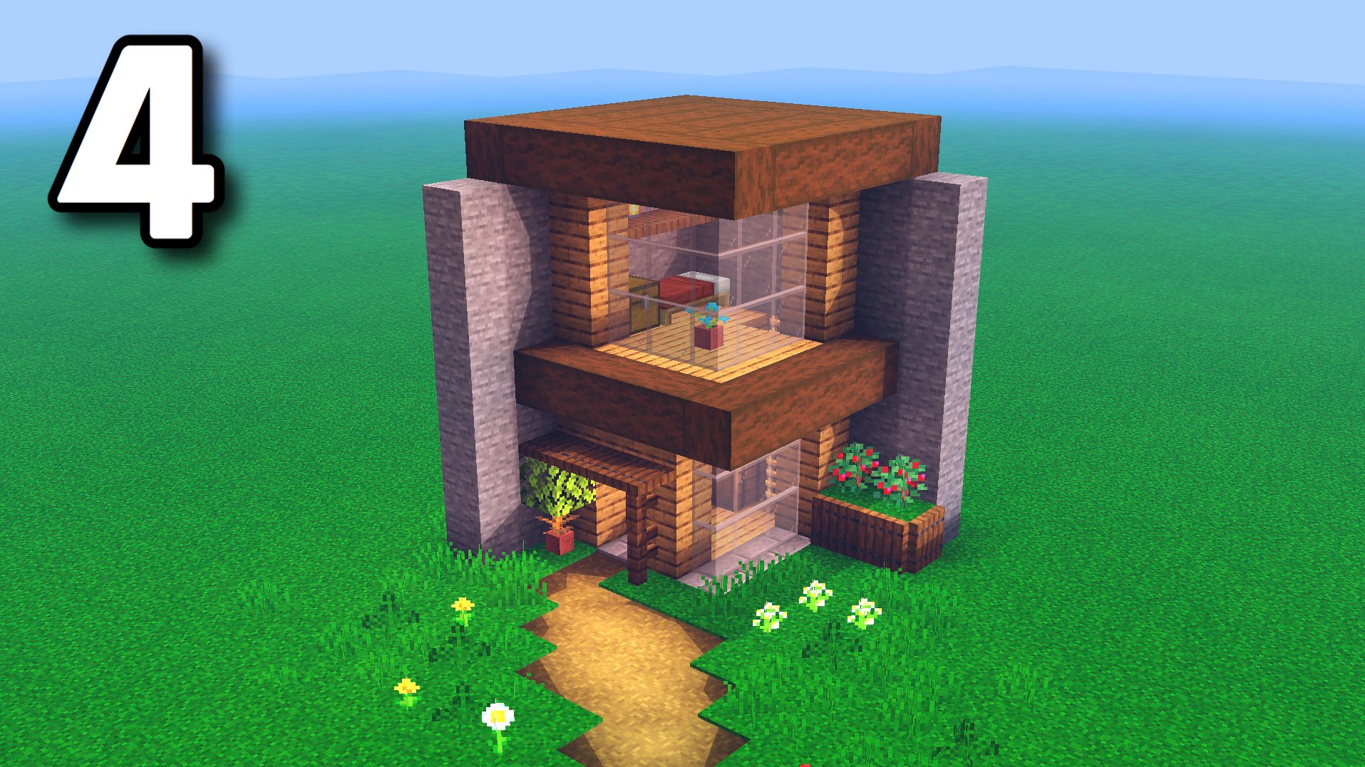 Kogumapro こぐまぷろ マイクラ4コマです 石と木材だけなので仮拠点なんかに良さそうですね 大きい家もいいですが 7 7くらいのちっこい家も好きです 4こま マイクラ Minecraft建築コミュ マインクラフト Minecraft バニラ建築学部
