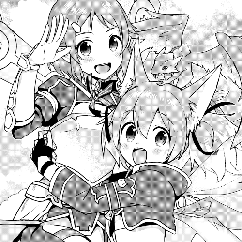 【告知】本日発売のソードアート・オンラインマガジン Vol.10に「キス・アンド・フライ」虹の橋(前編&amp;中編)をどどんと載せていただいております!前編はコミックスに収録済みですが、中編は今回描きおろしです。
発売中のコミックス1巻もよろしくお願いいたします!
#SAO 