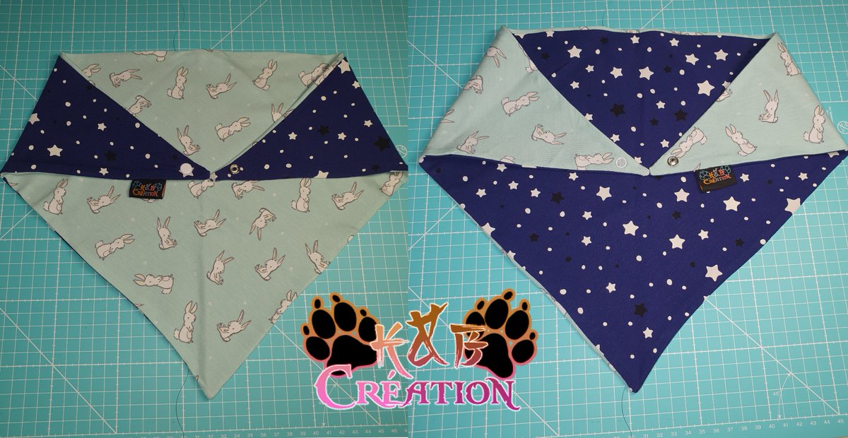 KandBcreation's tweet photo. Hello!
commande réalisée par nos soins, Bandana Personnalisé, 2en1. Thème: lapinou et étoiles 
#Switzerland #creationartisanal #coutures  
#humains #kids #baby   
#animals #dogs   
#furry #furryfandom #furryartist #fursbandanas #fursaccessoires #fursuit https://t.co/Q5LGi0l1u5