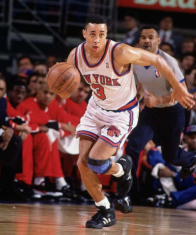 John Starks: 1993-94. 19pts, 3.1rbd, 5.9ast, 1.6stl, 0.1blk. 42 FG%, 33.5 3P%, 75.4 FT%.