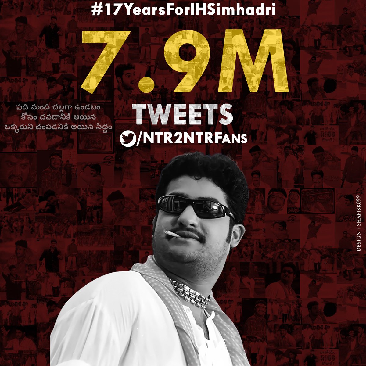 NTR2NTRFans's tweet photo. 7.9M Tweets Done💪
Next Stop at 8M Milestone ✌
#17YearsForIHSimhadri || @tarak9999 https://t.co/Iq9JIij1PP