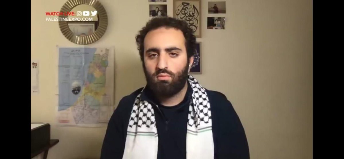 On the first day of #PalestineExpo, Abdurrahman Sultan said "Don't be scared and continue in your activism" when referring to being active for #Palestine within campus and the threats of Prevent.