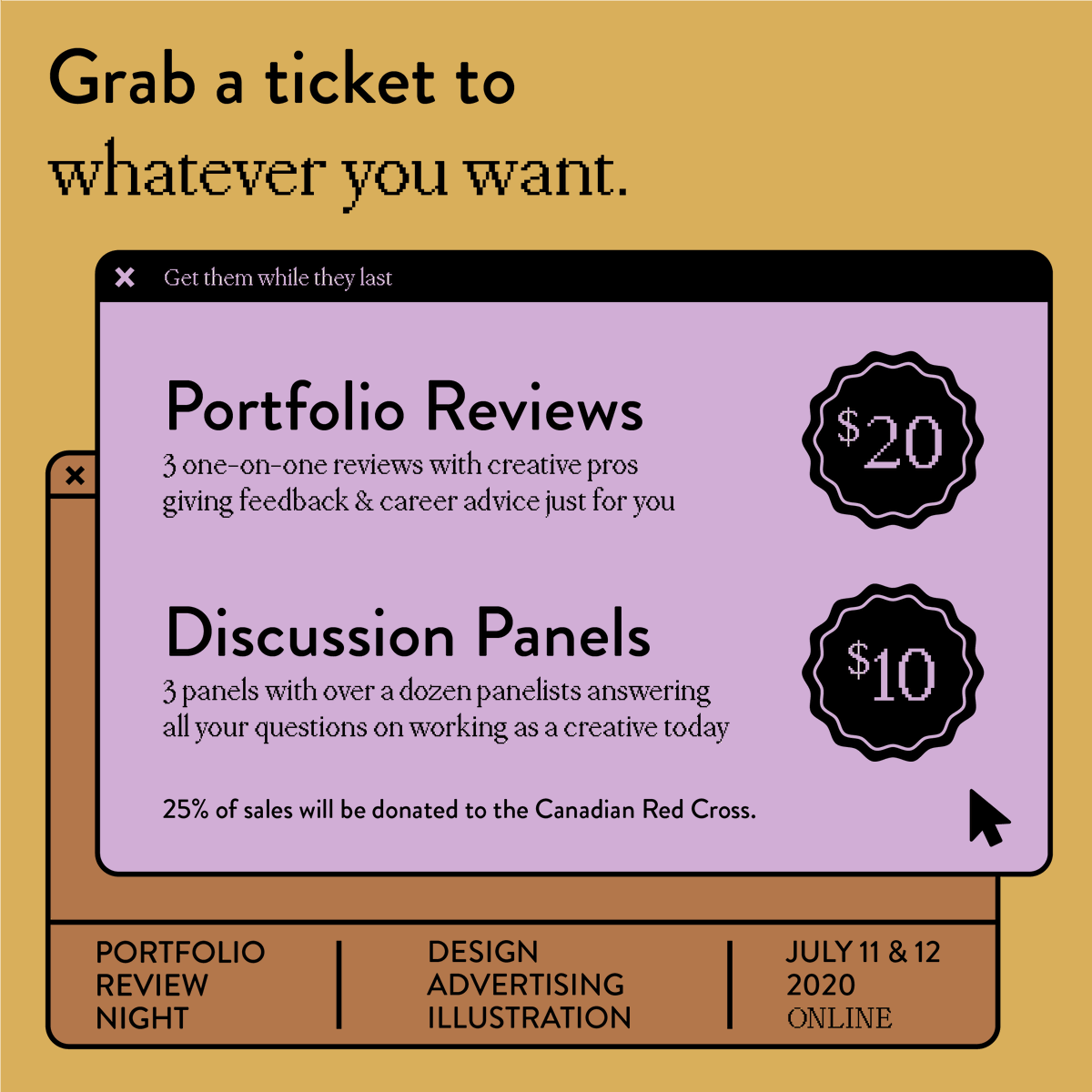 Tickets for reviews are 60% sold out!

Portfolio Review Night happens this weekend, and all the slots are filling up quickly. This year you can buy separate tickets to the reviews and discussion panels, so you can just attend the parts you really need ➡️ bit.ly/PRN-2020