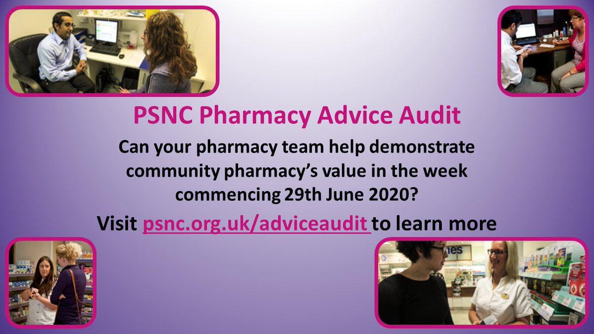 Did you take part in the Pharmacy Advice Audit? Make sure your pharmacy team’s is included in the national picture by submitting your data (via PharmOutcomes) psnc.org.uk/adviceaudit #psncaudit