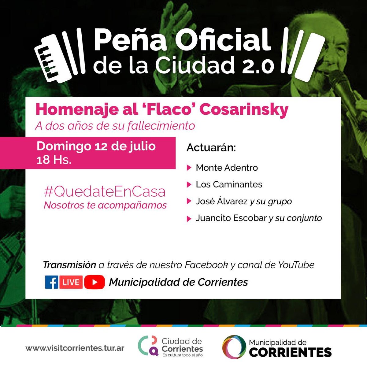*Con un homenaje al "Flaco" Cosarinsky, la Peña 2.0 prepara una nueva edición*

Al cumplirse dos años del fallecimiento del reconocido locutor y animador, la Municipalidad de Corrientes realizará el evento virtual. A partir de las 18hs.
