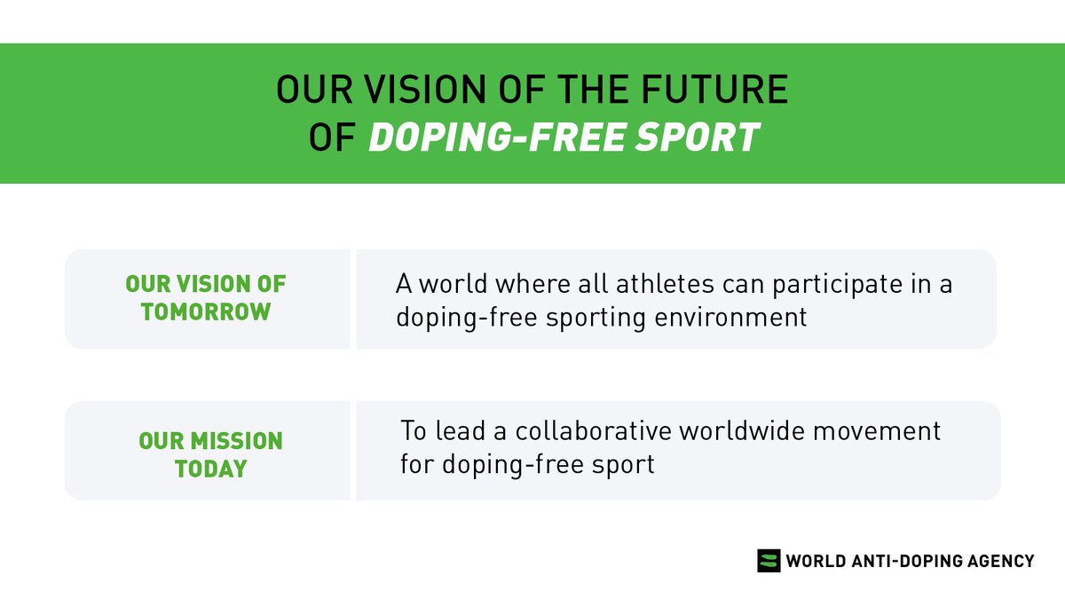 wada_ama's tweet photo. ✨ A world where all athletes can participate in a doping-free sporting environment ✨

WADA recently published its Five-Year Strategic Plan under the theme ‘Leading Anti-Doping in a New Era’.

Read the Plan ➡️ https://t.co/okmj8AgXd1

#PlayTrue https://t.co/N1s1qK0k3x