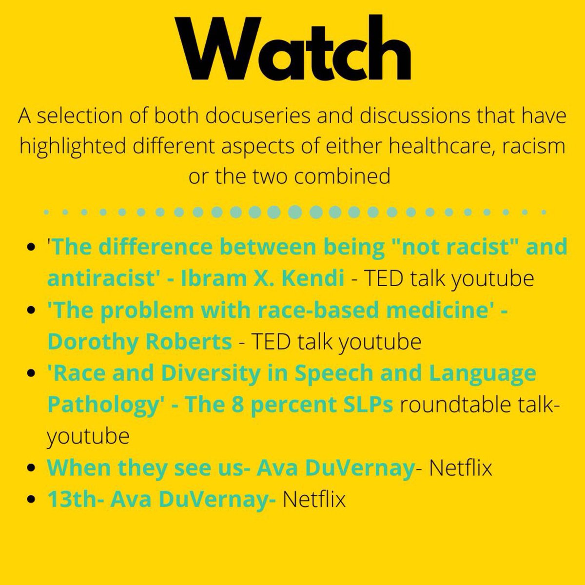 Different things to watch: