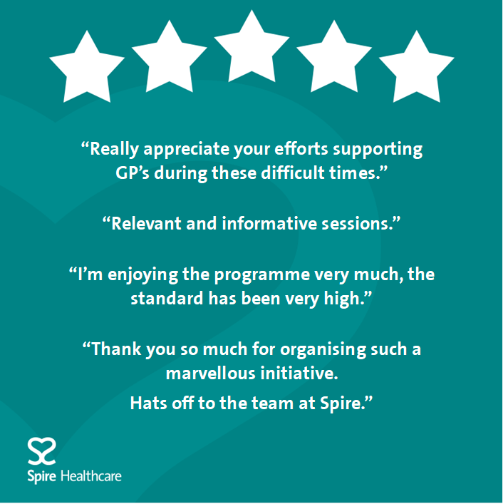 SpireManchester's tweet image. We’re committed to delivering CPD education to our healthcare colleagues. In June, we launched our virtual education programme for GP’s/physios &amp;amp; have so far organised 25 events reaching 2500 professionals. For upcoming events, please email ➡️ ManchesterEvents@spirehealthcare.com