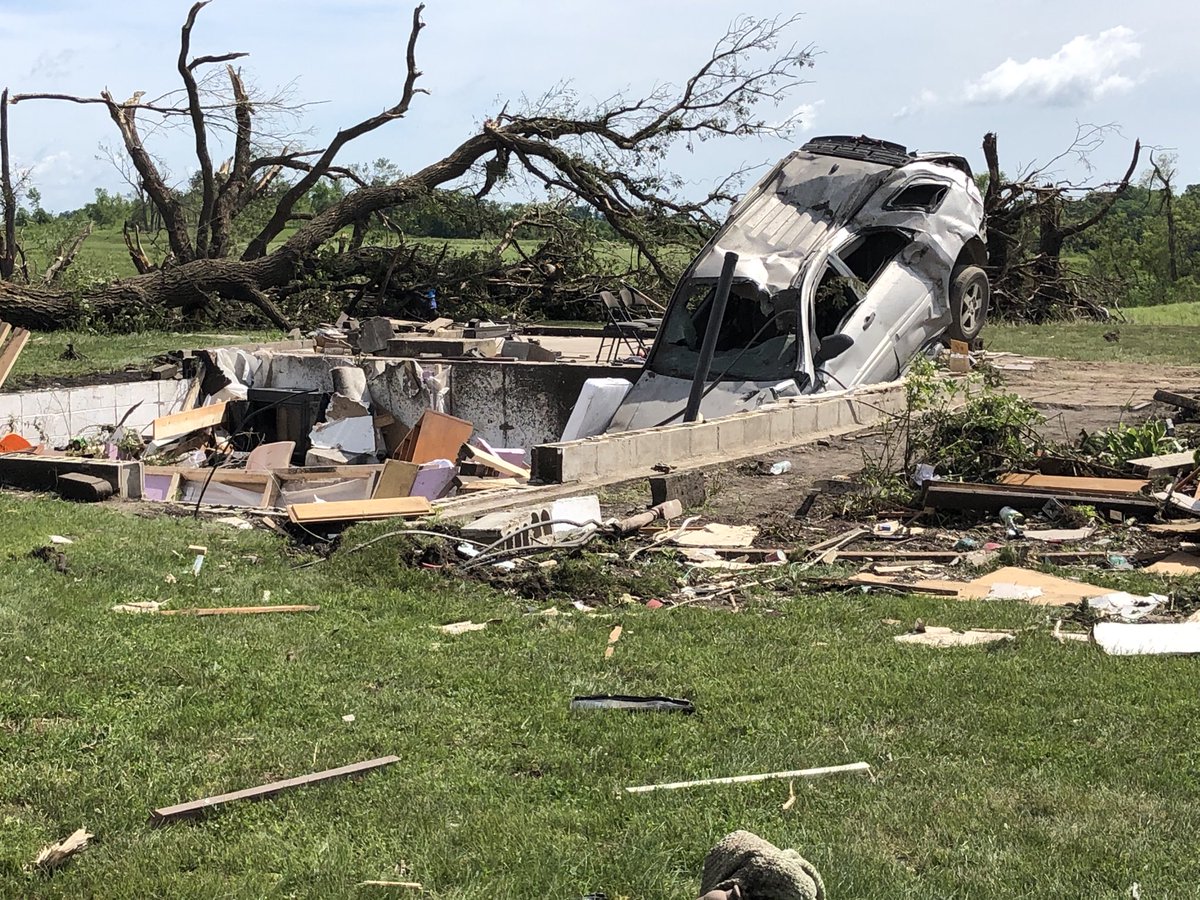 EricChalouxKSTP's tweet photo. A Vietnam veteran and his wife rode our storm in their basement, the family car landed right by where they were in the basement—the home ripped off foundation—but alive after tornadoes came through Otter Tail Co in Western Minnesota @kstp https://t.co/SkN74T8rRS