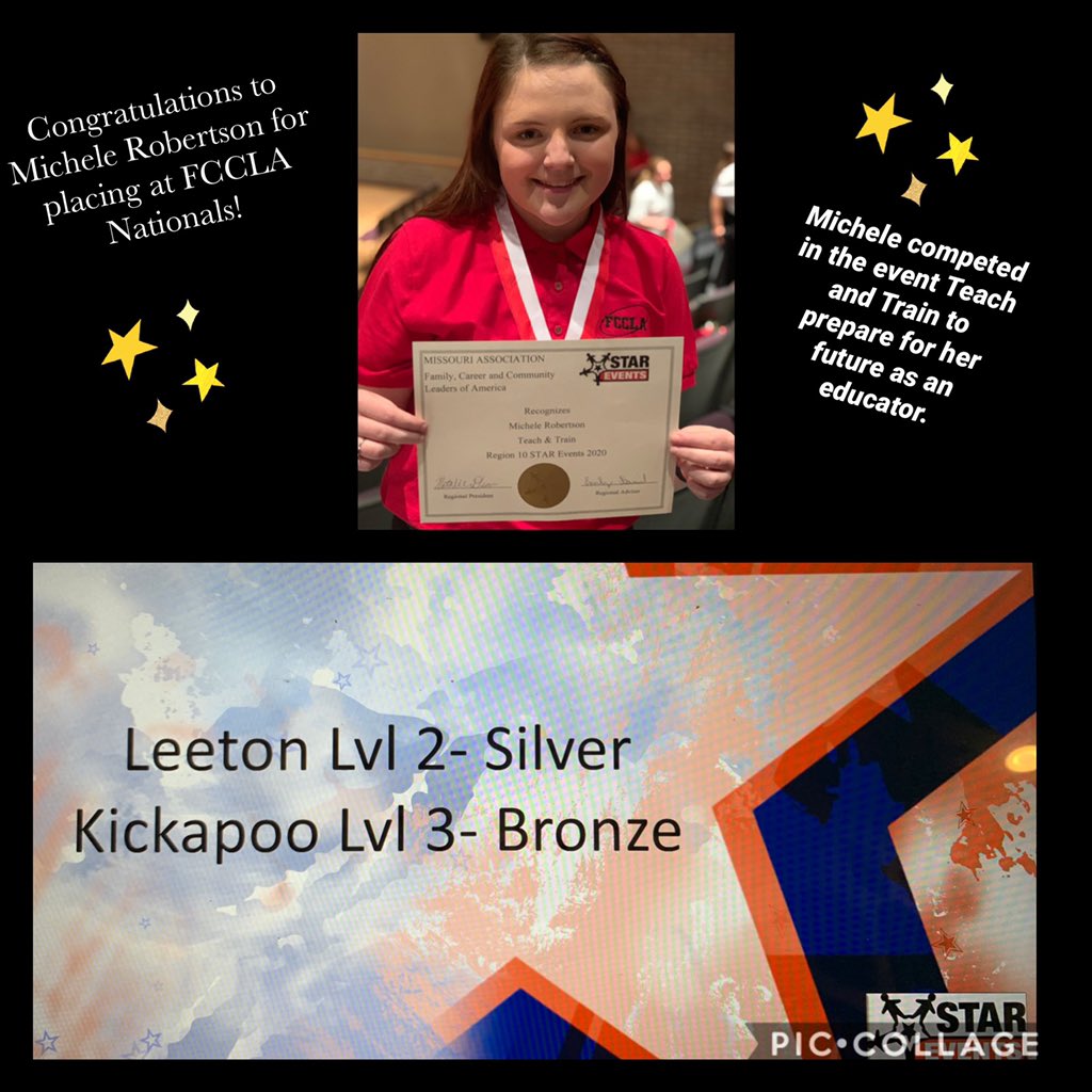 Kickapoo student Michele Robertson placed Bronze in the National FCCLA Star Event competition today!  She attended the virtual conference with over 5,200 FCCLA members.  Congratulations Michele, you make us PROUD! <a href="/KickapooChiefs/">KickapooHighSchool</a> #SPSCTE #STARevents #FCCLA