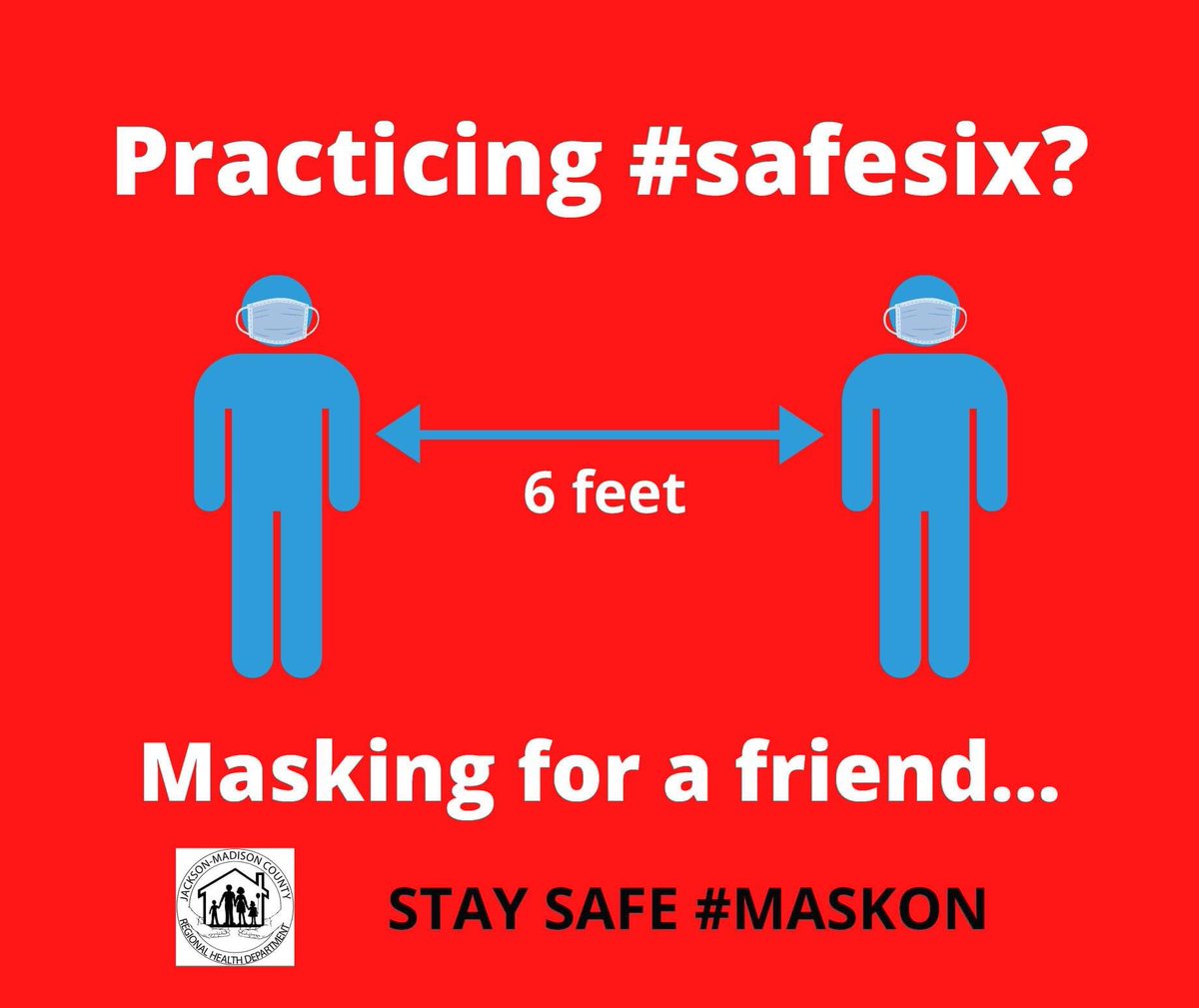 Protect yourself and others from #coronavirus by staying at least 6 feet away from people who live outside your household. <a href="/CDCgov/">CDC</a> also recommends wearing a cloth face covering when you’re around other people. #maskonJackson #COVID19