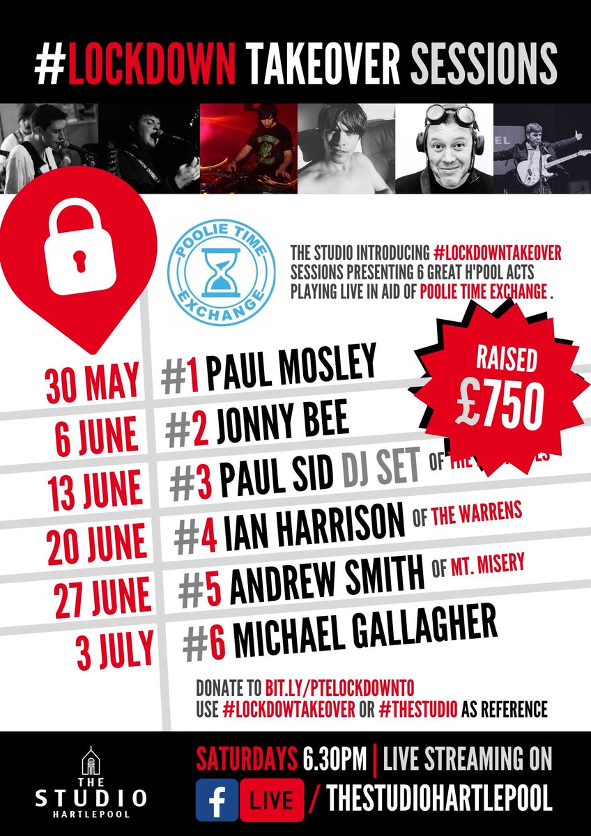 TheStudioHpool's tweet photo. Big thanks to @paulmosley @MickyyGall #IanHarrison #PaulSid #AndrewSmith and #JonnyBee for helping raise over £750 in aid of #PoolieTimeExchange with our #LockdownTakeovers. Have two or 3 more to give yer 18th and 25th July. https://t.co/drWeOJcpTg