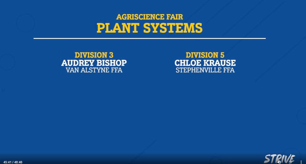 Congratulations to Audrey Bishop for winning the Division 3 Agriscience Fair Plant Systems Category at the State FFA Convention!!!