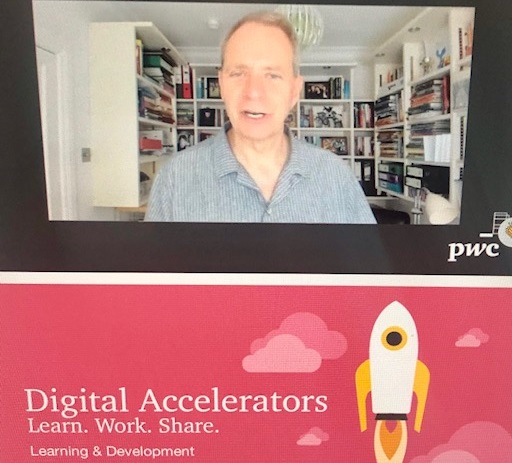 PwC_UK's tweet photo. Our initial cohort of Digital Accelerators attended their final training event today, with Chairman @KevinJDEllis and Head of People @LauraHintonPwC closing proceedings. Congratulations to everyone who's completed the 9 month journey #IntelligentDigital #NewWorldNewSkills https://t.co/QhlbkqhczR