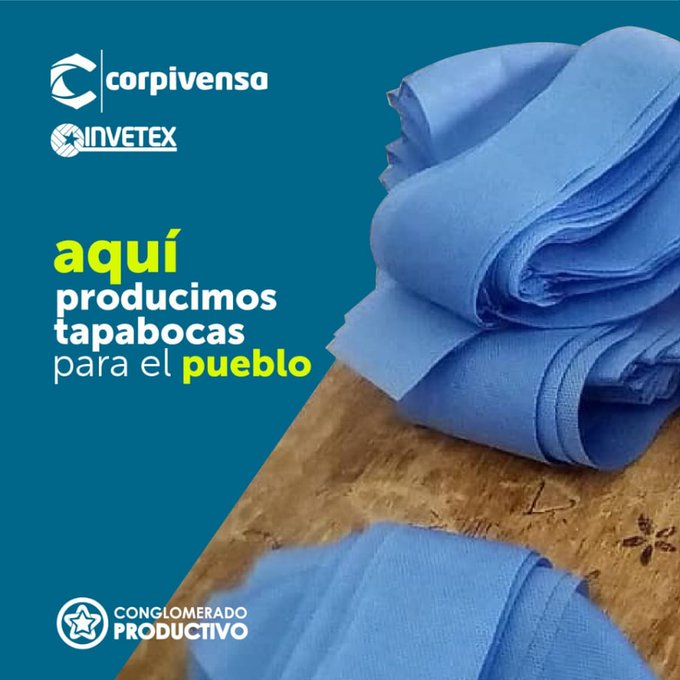 LaafroP's tweet photo. 😷#Inventex, ayudando a la prevención del #Covid_19 en Venezuela, empresa dedicada a la producción de tapabocas.
⭕️#Corpivensa.
.
.
.
@MichelleDVzla
@Tropacorpivensa https://t.co/vpx0TtRM25