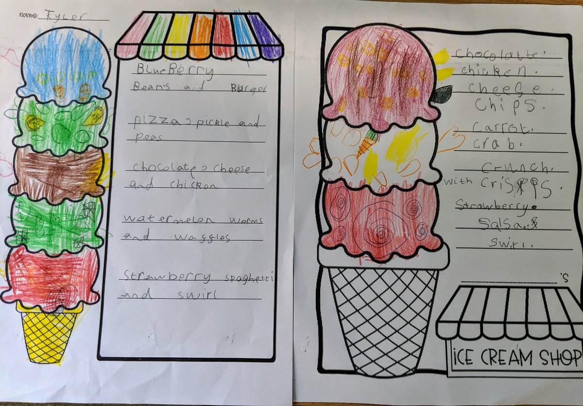wpsphase2's tweet photo. Year 1 have created some alliteration ice creams. Which one would you pick? 🍦🍨 https://t.co/ekvPwCRIv1