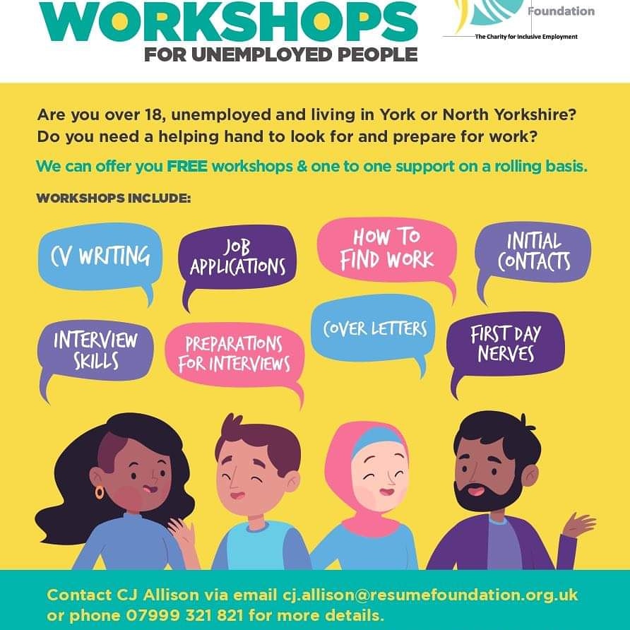 EqualityCardsUK's tweet photo. Here to support unemployed people in North Yorkshire with our workshops and one-to-one coaching. Contact us for more details at the details in the poster.
#ResumeWay #neyhreturns https://t.co/5PfSA0UeOr