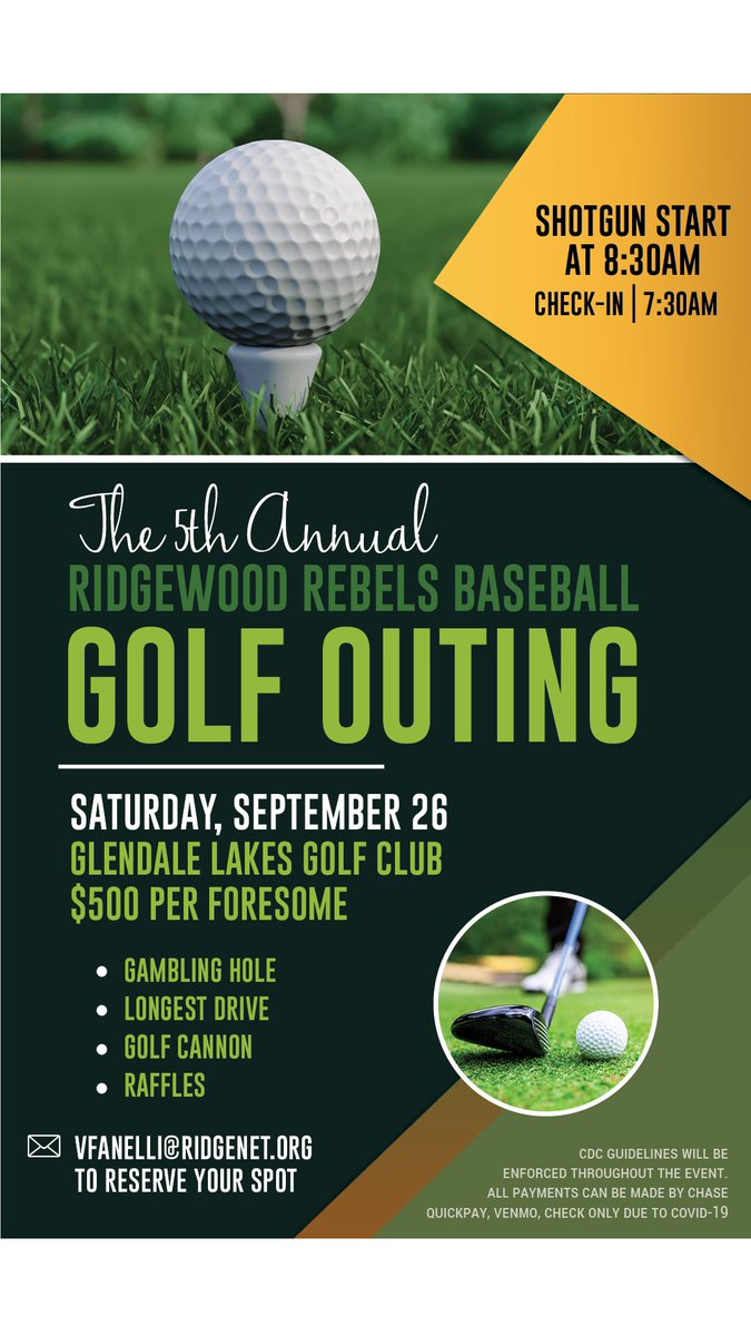 The 5th Annual Ridgewood Rebels Baseball Golf Outing is back. Register your foursome today. Spots will fill up, we are going for our fifth consecutive sellout. Click to register. <a href="/VarsityR234/">Varsity R</a> <a href="/URS86Husky/">Union Ridge School District 86</a> <a href="/NorridgeSD80/">Norridge School District 80</a>
<a href="/RHSbaseball234/">Ridgewood Rebels Baseball</a> <a href="/RHSAthletics234/">Ridgewood Athletics</a>
docs.google.com/forms/d/1gt-Vp…