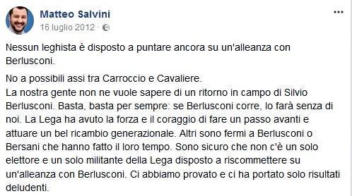 Sabina1956's tweet photo. .#Salvini:"#Berusconi era, è, e rimane saldamente nel #centrodestra" (TG3, non si discute la fonte). Ma voi continuate pure a farvi prendere per il cuculo. https://t.co/HtyAG98s4f