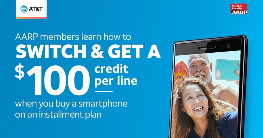 #AARP member? Get more out of your #AARP membership when you switch to AT&amp;T and get a $100 credit per line! Visit us 13261 Worth Ave Woodbridge Va 22191 or call us at 571-398-2450.