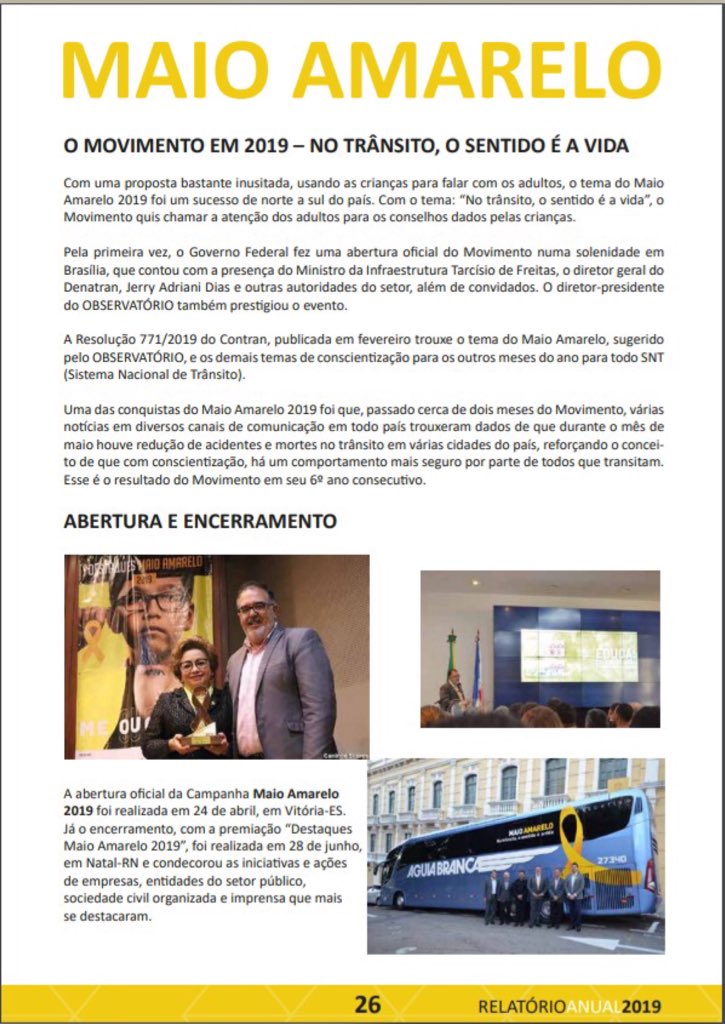 elequicina's tweet photo. O relatório anual do Observatório Nacional de Segurança Viária destacou Natal, por sediar o encerramento do Maio Amarelo 2019. Destaco a todos vocês que Natal reduziu taxa de óbitos no trânsito em 51% nos últimos 10 anos. https://t.co/oMmGi1avcu