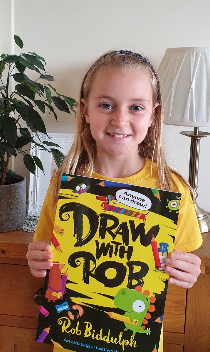 EleribPugh's tweet photo. "It's here, it's here!!!!" We have a very happy 7 year old in the house 🤩🙌 thank you @RobBiddulph  #DrawWithRob @justinpugh70 https://t.co/RGYt8MXAy5