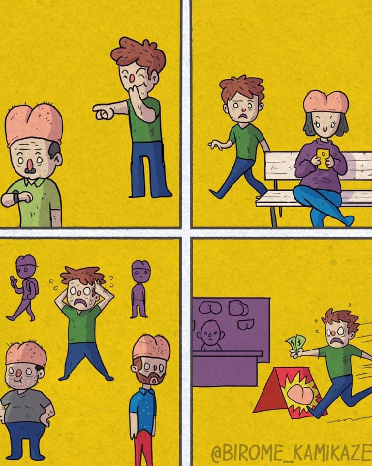 Mi ricorda proprio qualcosa accaduto pochissimo tempo fa🤔,dove ormai non è più un discorso di giusto o sbagliato...ma semplicemente un uniformarsi per sentirsi accettati,dalle condoglianze per perfetti sconosciuti,a lotte sociali delle quali ci frega ben poco...