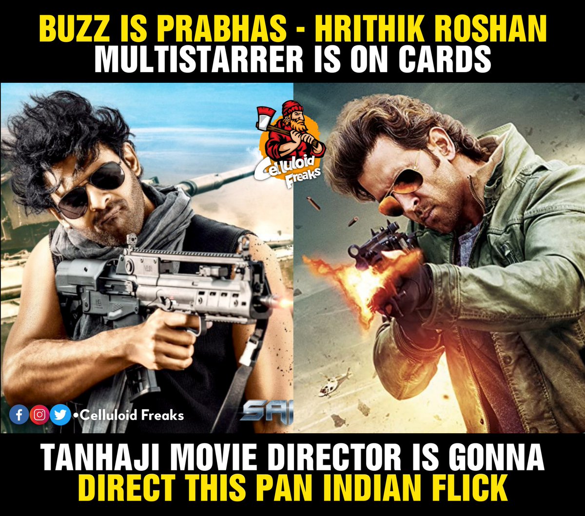 FreaksCelluloid's tweet photo. 👉 Follow @FreaksCelluloid
#Prabhas #HrithikRoshan #Tanhaji #Prabhas20FirstLook #Prabhas20 #Prabhas20FLTomorrow #PrabhasRaju #PSPKAdvBdyTrendOnJuly13th #Prabhas20FirstLooksoon #VakeelSaab #CelluloidFreaks https://t.co/3IMuyNSXui