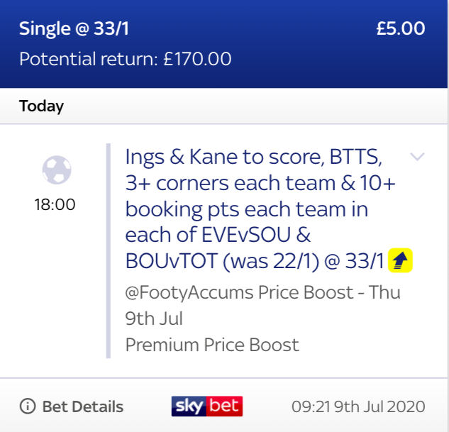 ICYMI: OUR PREMIUM BOOST FOR TONIGHT'S PREMIER LEAGUE ACTION HAS BEEN PICKED AND PLACED! ⚡️⚡️⚡️ Was: 22/1 (as of 8am 09/07) Now: 33/1 for ALL customers! Anyone still after the link for this? 🤔 18+ begambleaware