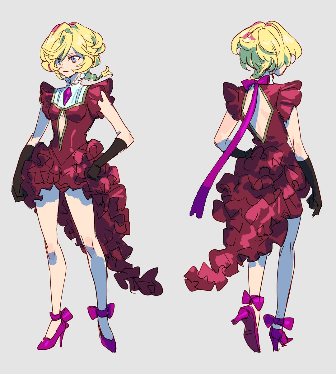 キャロルちゃんのドレス考えて設定画っぽく描いてみました 楽しい サンダーごっちのイラスト