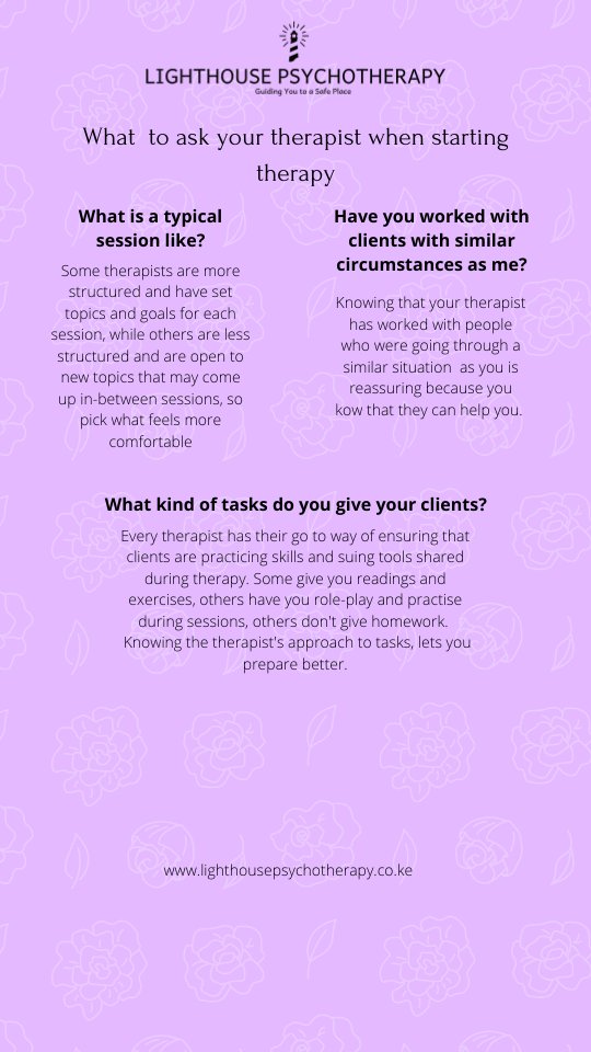 lighthousepsy's tweet photo. So, now that we have talked about what to expect when starting therapy, and how to know if your therapist is the right fit for you,here are questions you can ask your therapist. What questions would you ask me before we start our sessions?
#PsychotherapyKenya https://t.co/XIeQHhAV4S