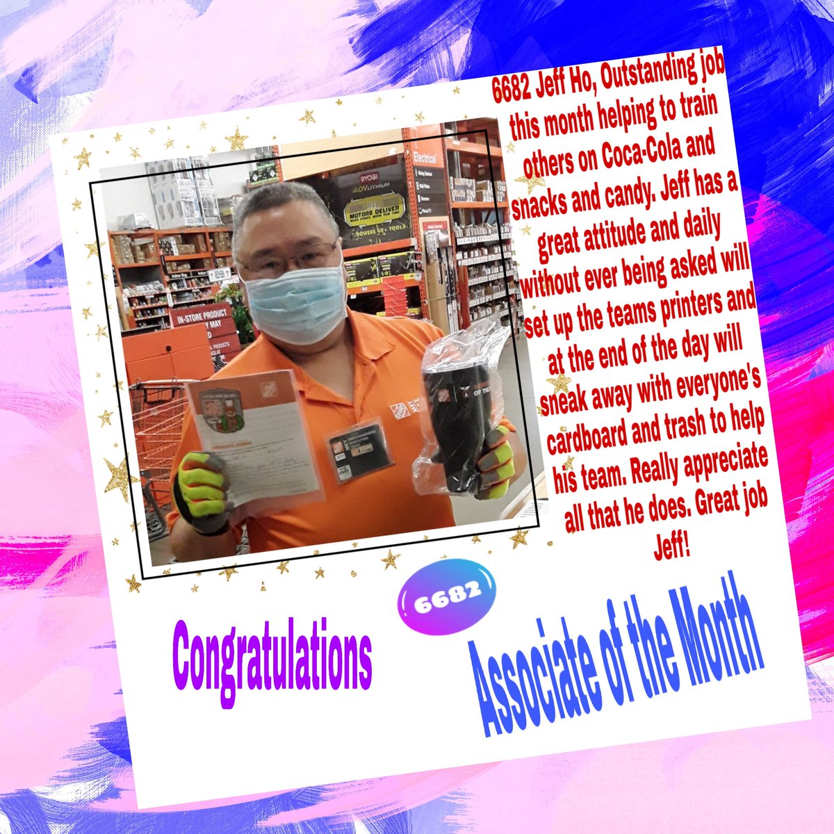 D6682's tweet photo. Congratulations Jeff on Associate of the Month.  You are a great asset to the team and we appreciate all that you do for your store and  the customer! @THE_JON_LOHMANN @MikeReyesHD @CozyJerry https://t.co/MT0Thbdqr4