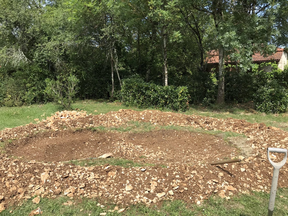 PennAllenwrites's tweet photo. We have a lotus pool!  We have pick axed, dug, shovelled and raked like a pair of loons in 30 degree heat. Still some way to go for things to bed in, but hopefully, you get the drift. #lotusflower #lotuspool #lotuspond #mygarden #frogsfounditalready https://t.co/2iO0cE0bae