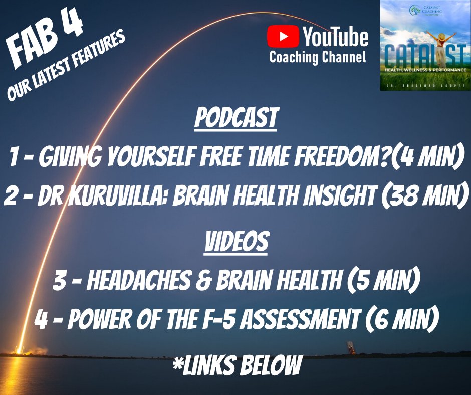 Catalyst2Thrive's tweet photo. 4 new resources!! Videos available at https://t.co/pWuQmluKNh ... Podcasts available via any outlet (Spotify, Apple, etc) under Catalyst Health, Wellness &amp; Performance Coaching Podcast. Thanks for all the encouragement. June was biggest month of downloads/views  in 3 years!! https://t.co/Rny3pgIeAw
