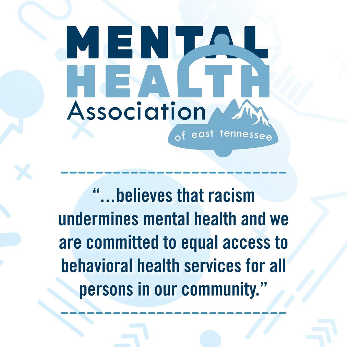 It is our mission to provide equal access to mental health care to each and every person.
.
.
.
Check out our new blog written by our very own CEO.
 mhaet.com/racism-and-men…
#bipocmentalhealthmonth #BIPOC #mentalhealth