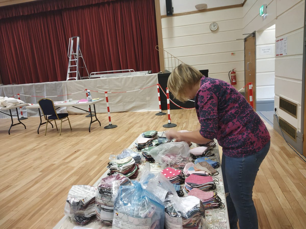 crafting2gether's tweet photo. Rainy days call for indoor activities! Packing orders, sorting fabric, cutting patterns and having a chat! Thank you, ladies for coming over and helping in the morning shift at the Dronfield Civic Hall today. 💜🥰 @YourDronfield @Lee4NED #volunteers https://t.co/JLbrRBSBK8