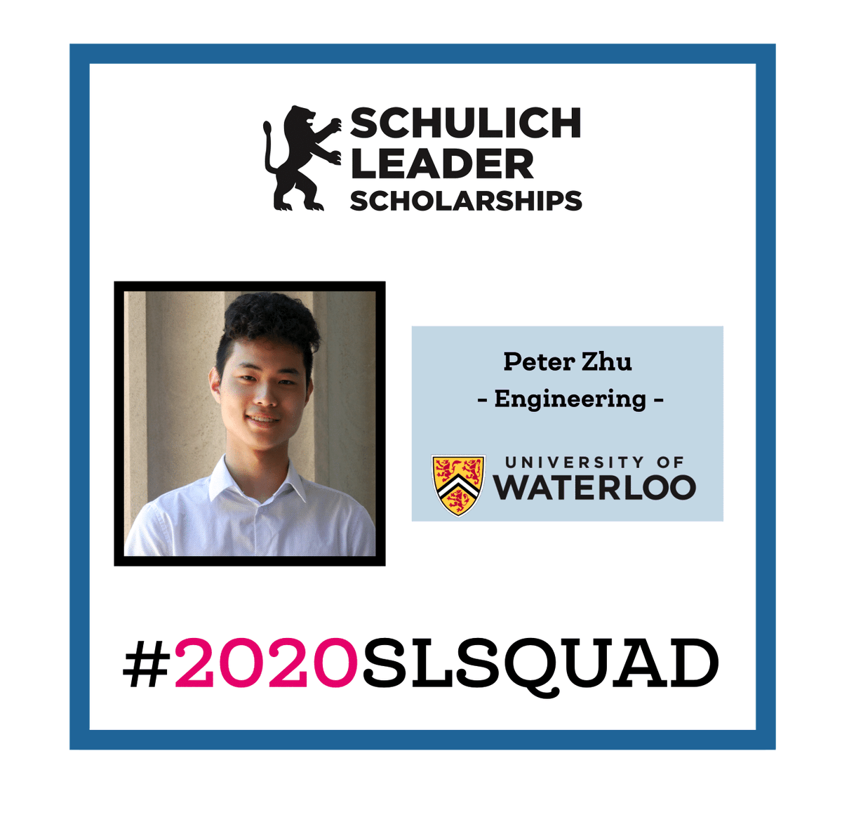 SchulichLeaders's tweet photo. Peter Zhu is one of 5 #engineering recipients @UWaterloo - Welcome to the 2020 class of #SchulichLeaders https://t.co/ECpTJAfYbm #2020SLSquad #LeadersGonnaLead #STEM #Science #Technology #Engineering #Math @harrisontrimble @AnglophoneEast @UofWaterloo https://t.co/CpPkJ9Ox46