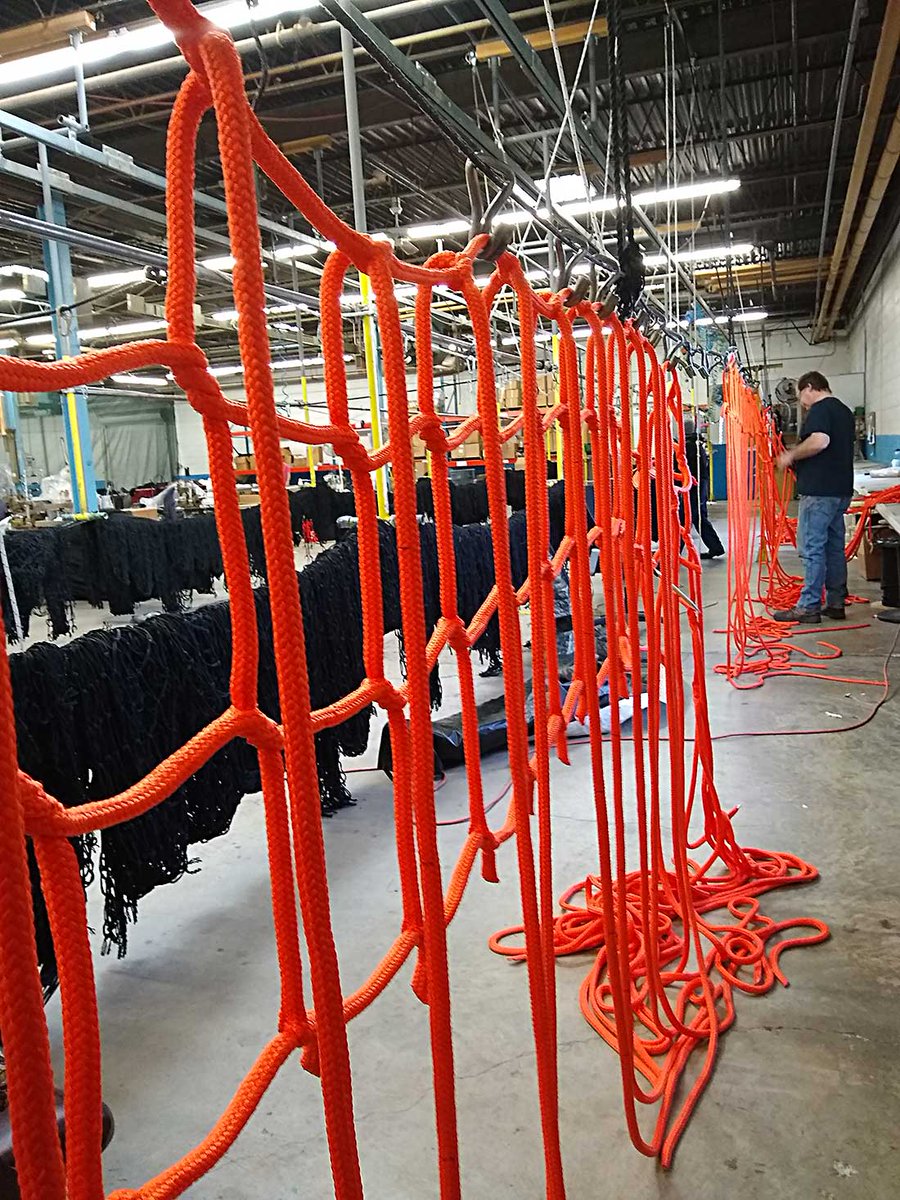 PucudaNetting's tweet photo. We make climbing nets for amusement parks, tree houses and ropes courses. Here 9" climb netting being manufactured for an indoor activity course.

#RopesCourses #RopesCourseNetting #treehouse #climbing #ClimbingNet #TreehouseNets #ClimbingNet #NetBridges #RopeBridges #climbing https://t.co/Go1N1AvhMi