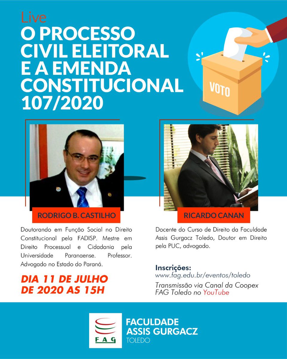 R_bcastilho's tweet photo. Estamos honrados com o convite recebido do professor Dr. Ricardo Canan (@rcanan), para conversarmos sobre o processo civil eleitoral e a EC 107/2020.

#processocivil #processocivileleitoral #ec107 https://t.co/lCX56kmxea