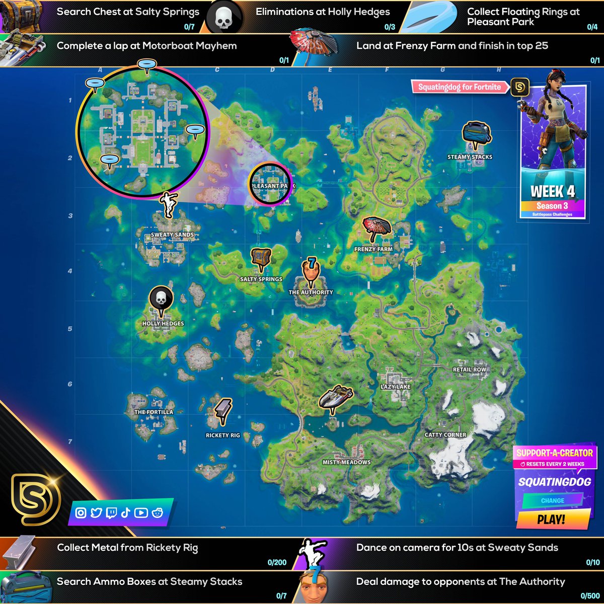 AlyansLock's tweet photo. -----📗 #ChallengeFortnite 📗-----
〰〰〰〰〰〰〰〰〰〰〰〰
🇬🇧 Thanks to @thesquatingdog we can now see the solutions to complete the challenges of the 4nd week.

#Fortnite https://t.co/CbpX770XgU