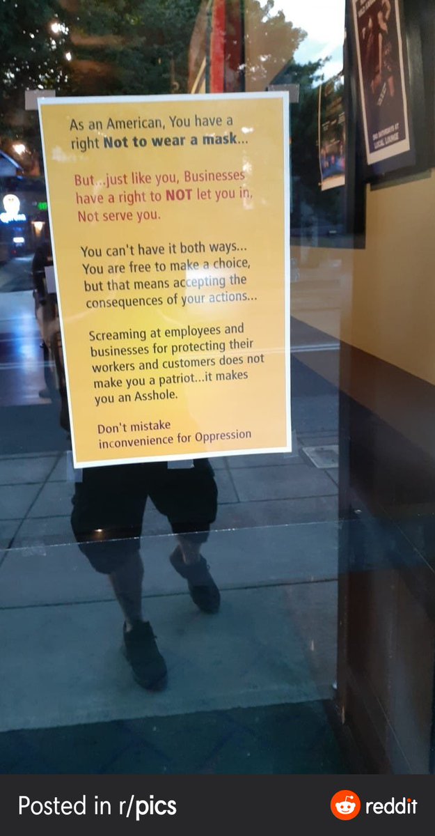 SteveCoville's tweet photo. Love this sign found in Portland Oregon #WearAMask #WednesdayWisdom #NoMaskNoService https://t.co/c8GXNFBZJ9