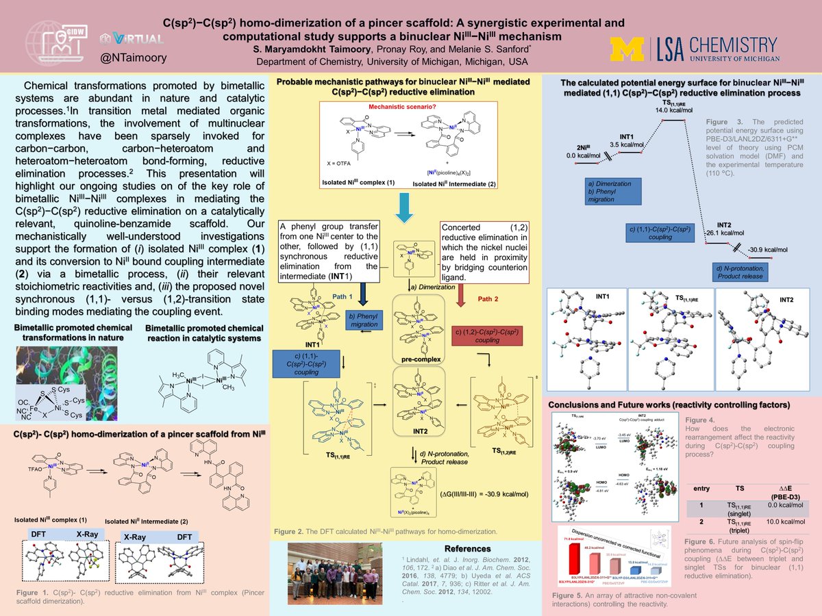 NTaimoory's tweet image. Please check out my #gidw2020 poster,

P148 on the key role of bimetallic Ni(III)-Ni(III) mechanism  on homo-dimerization of a pincer scaffold 
from @Sanford_Lab @UMich!

Looking forward to your questions!

Thank you @CIC_ChemInst @DaltonTrans @cscinorgdiv @degruyter_phys