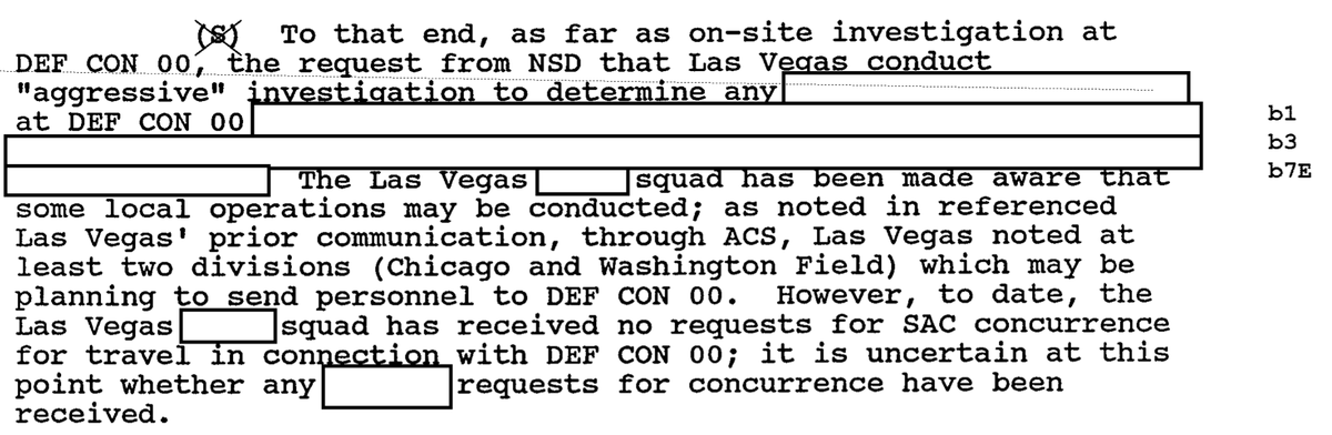 It's slowly becoming clear to me that DC00 had an unusually heavy  @fbi presence due to an open investigation that had been happening at the time. All of the details that could indicate the nature of the investigation have been withheld.