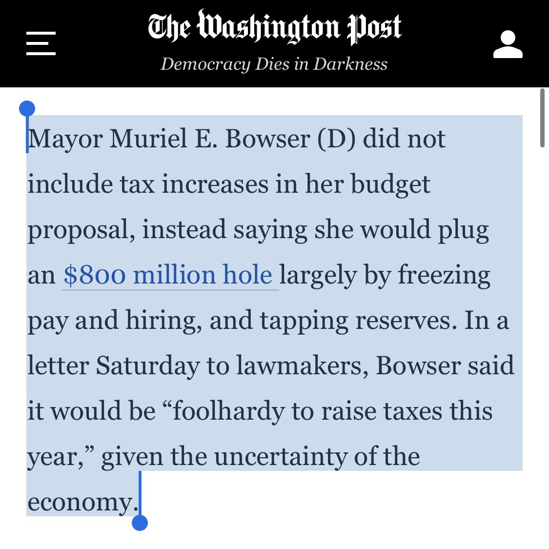 But I'm sure  @MayorBowser tried the taxation route, right?Oh, what's that? https://www.washingtonpost.com/local/dc-politics/dc-council-budget-vote/2020/07/07/52a9eb40-c05d-11ea-b4f6-cb39cd8940fb_story.html